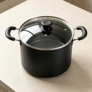 Black 12 Quart Nonstick Stock Pot with Lid Stay-Cool